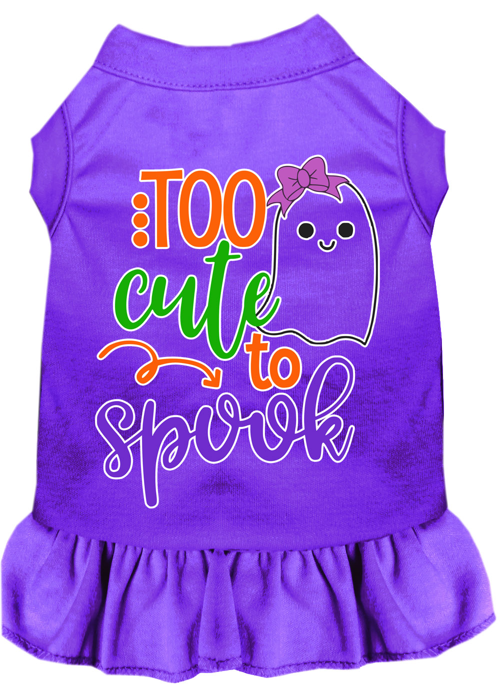 Too Cute to Spook-Girly Ghost Screen Print Dog Dress Purple 4X